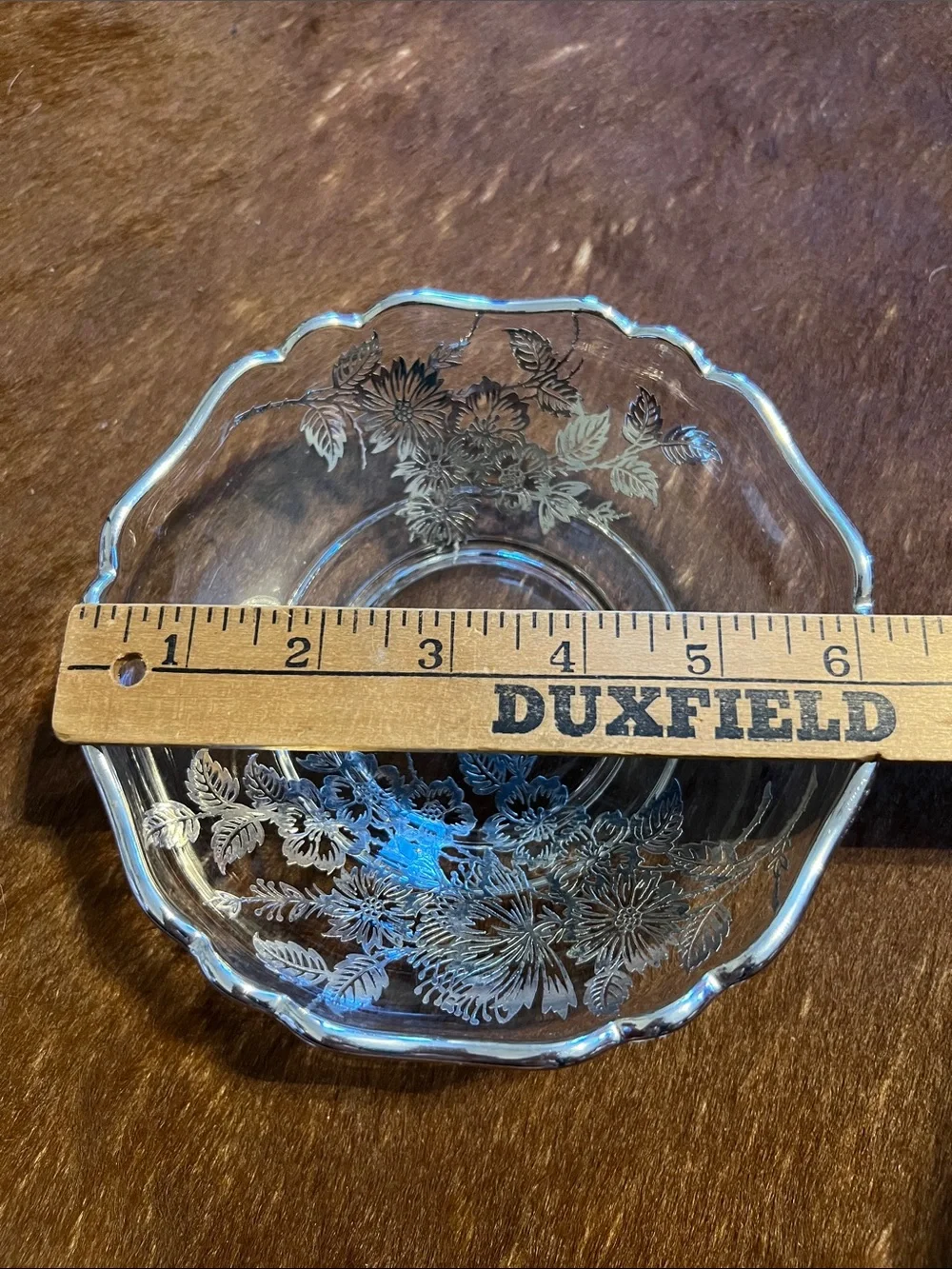 Vintage SIlver City Flanders Floral Divided 6 1/2 Bowl Elegant Crystal Bowl
